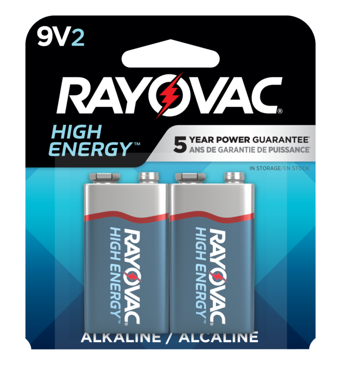 Rayovac High Energy 9V batteries pack of 2